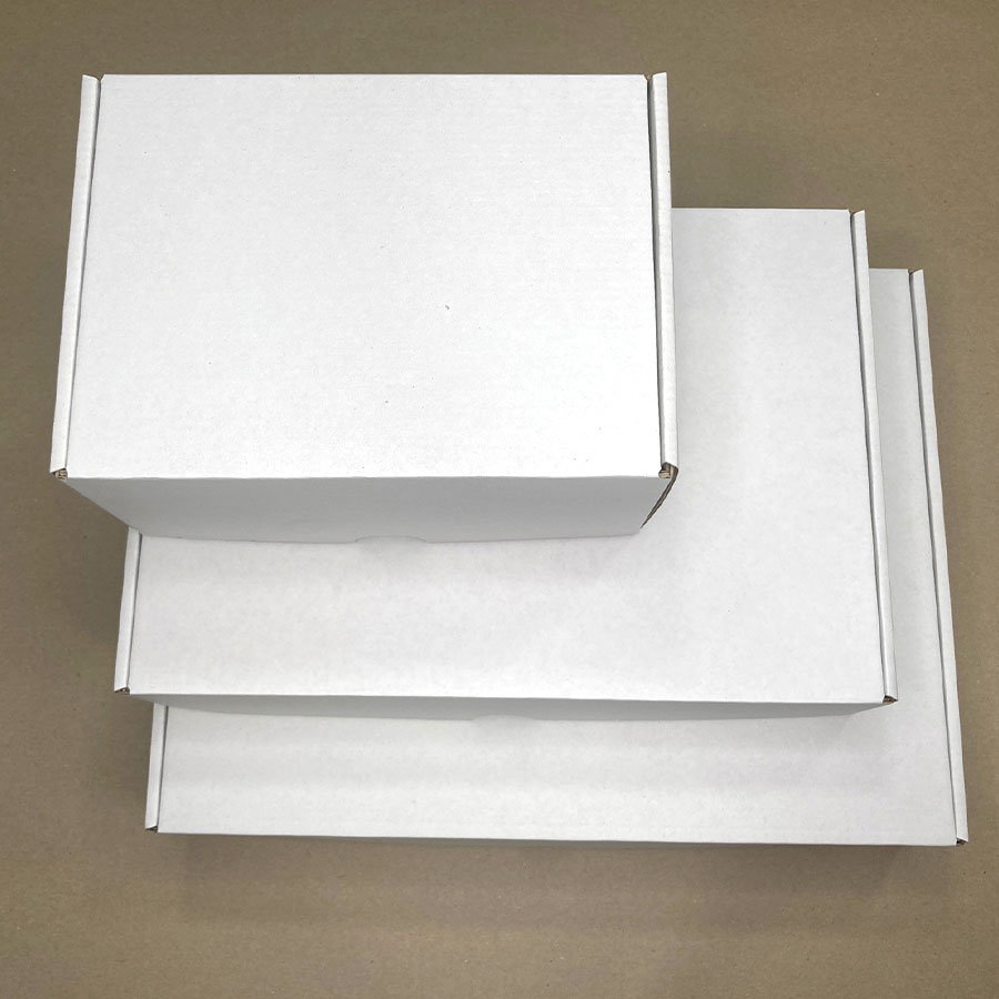 Caja e-commerce BLANCA microcanal (interior marrón) | 20x15x10cm